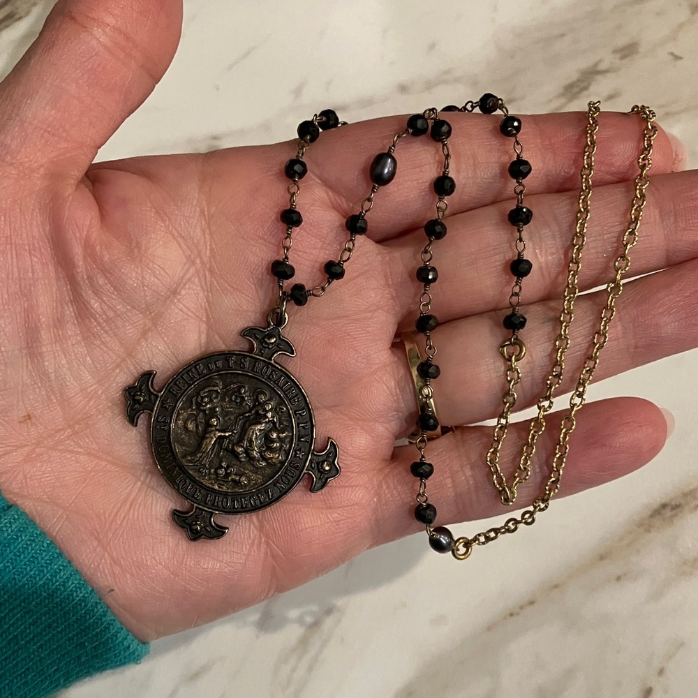 14K Goldfill Religious Medal necklace, Protective Amulet Cross - Picture 7 of 16